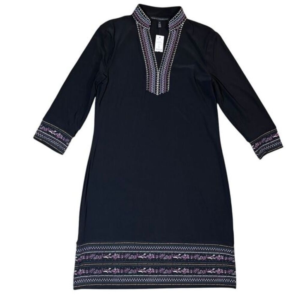 White House Black Market Black Dress with Purple Accents